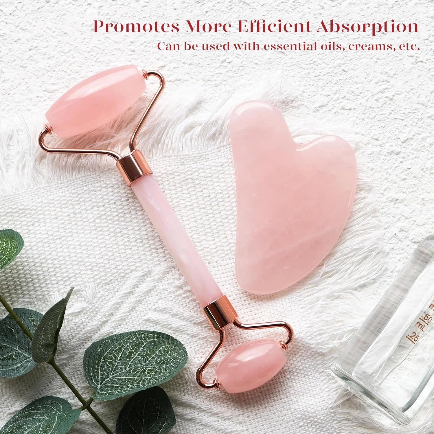 Jade Roller & Gua Sha, Natural Jade Face Roller Gua Sha Facial Tools Skin Care Massager, Pink by Korean Skin Care