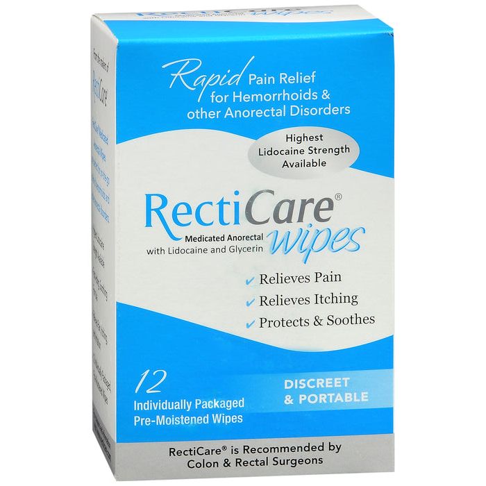 Recticare Medicated Anorectal Wipes 5 Lidocaine & Glycerin by Pasteur Pharmacy
