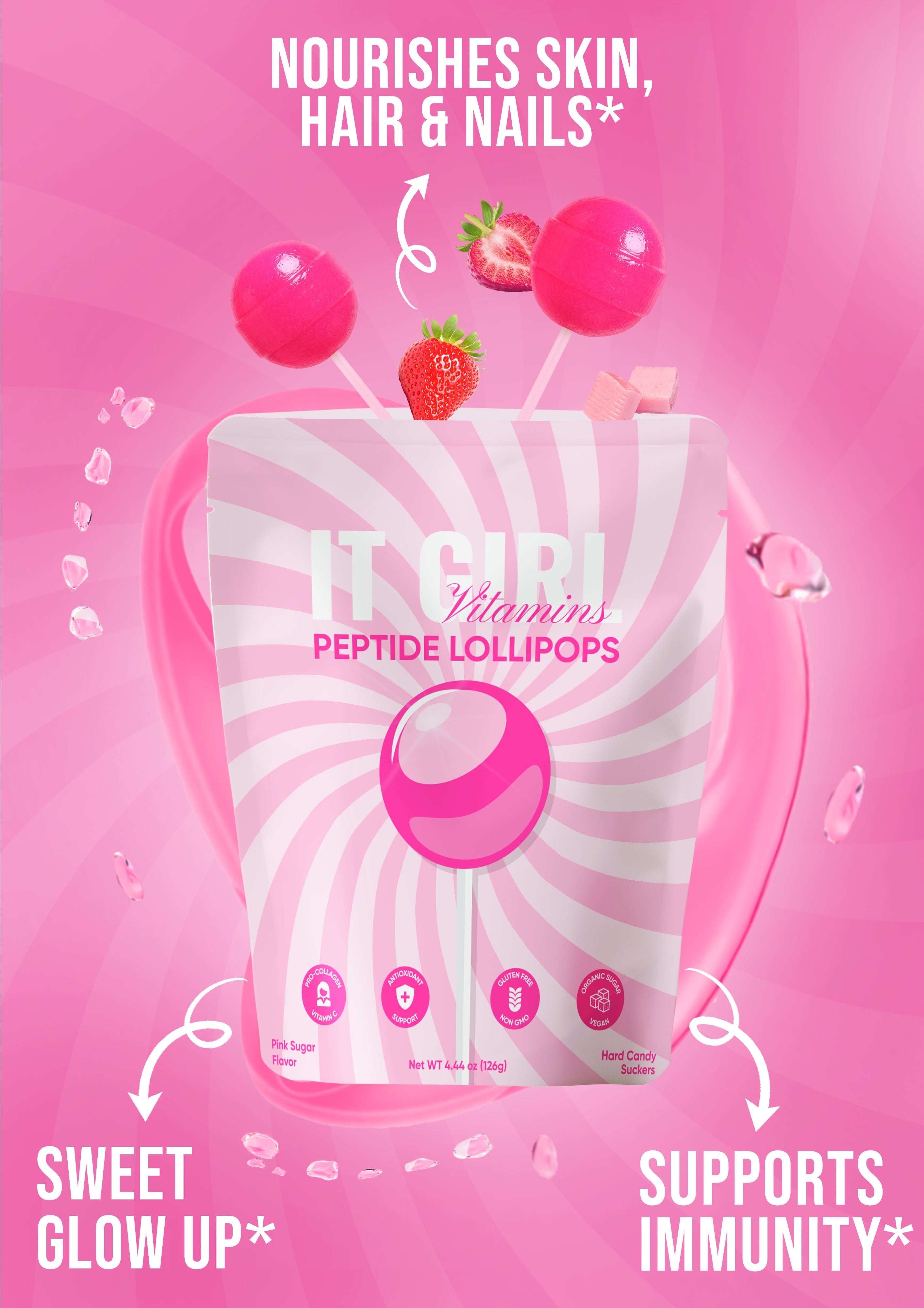 It Girl Beauty Lollipops - Collagen Peptides & Vitamin C Healthy Candy for Skin, Hair, Nails by It Girl Vitamins