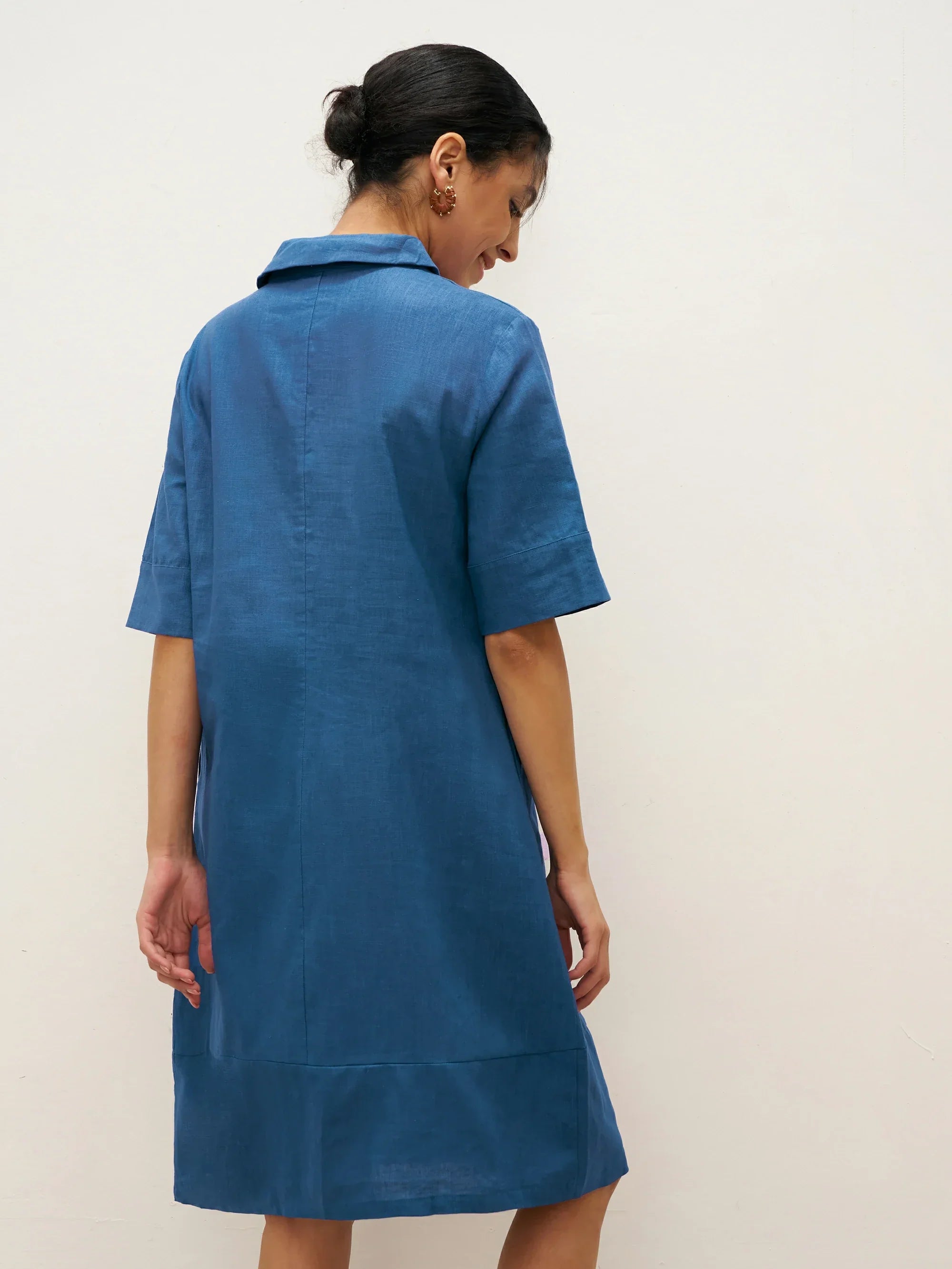 Linen Shawl V-Neck Half Sleeve Minidress LIVIA by LINTICO