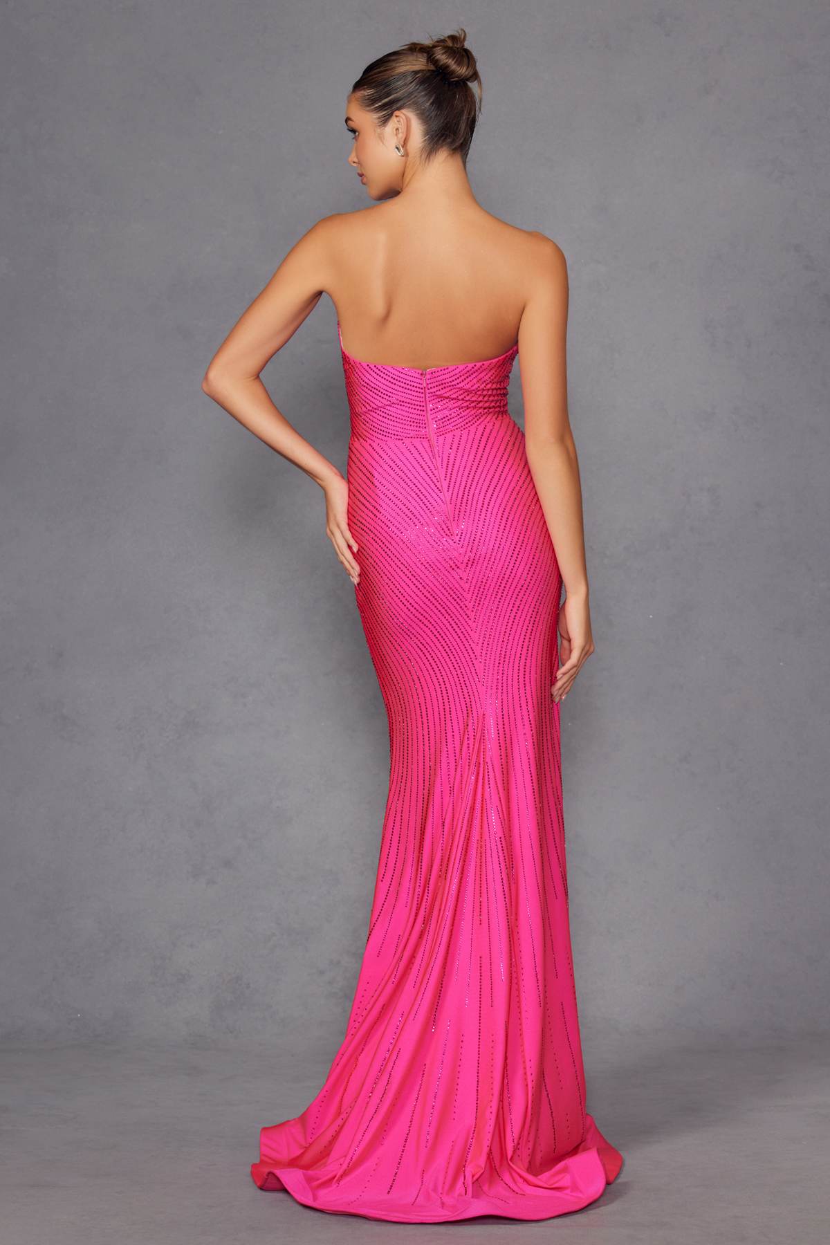 Juliet JT2472R Long Strapless Rhinestone Details Sweetheart Fitted Gown by DiscountDressShop