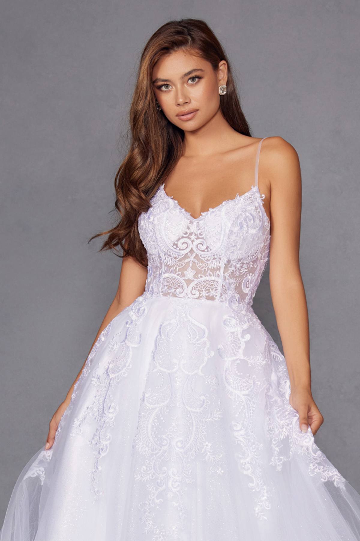 Juliet JT2482SW Floor Length A-Line Lace/Tulle Wedding Ball Gown by DiscountDressShop