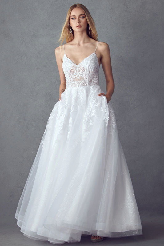 Juliet JT2482SW Floor Length A-Line Lace/Tulle Wedding Ball Gown by DiscountDressShop