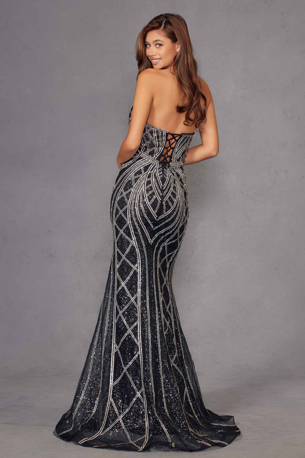 Juliet JT2525L Luxury High End Strapless Fitted Evening Gown by DiscountDressShop