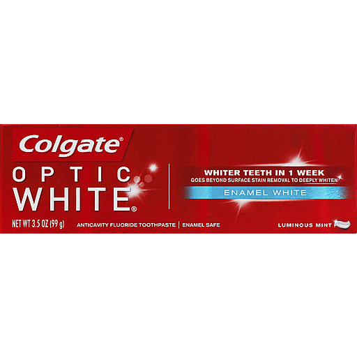Colgate Optic White Toothpaste, Anticavity Fluoride, Enamel White, Luminous Mint by Pasteur Pharmacy