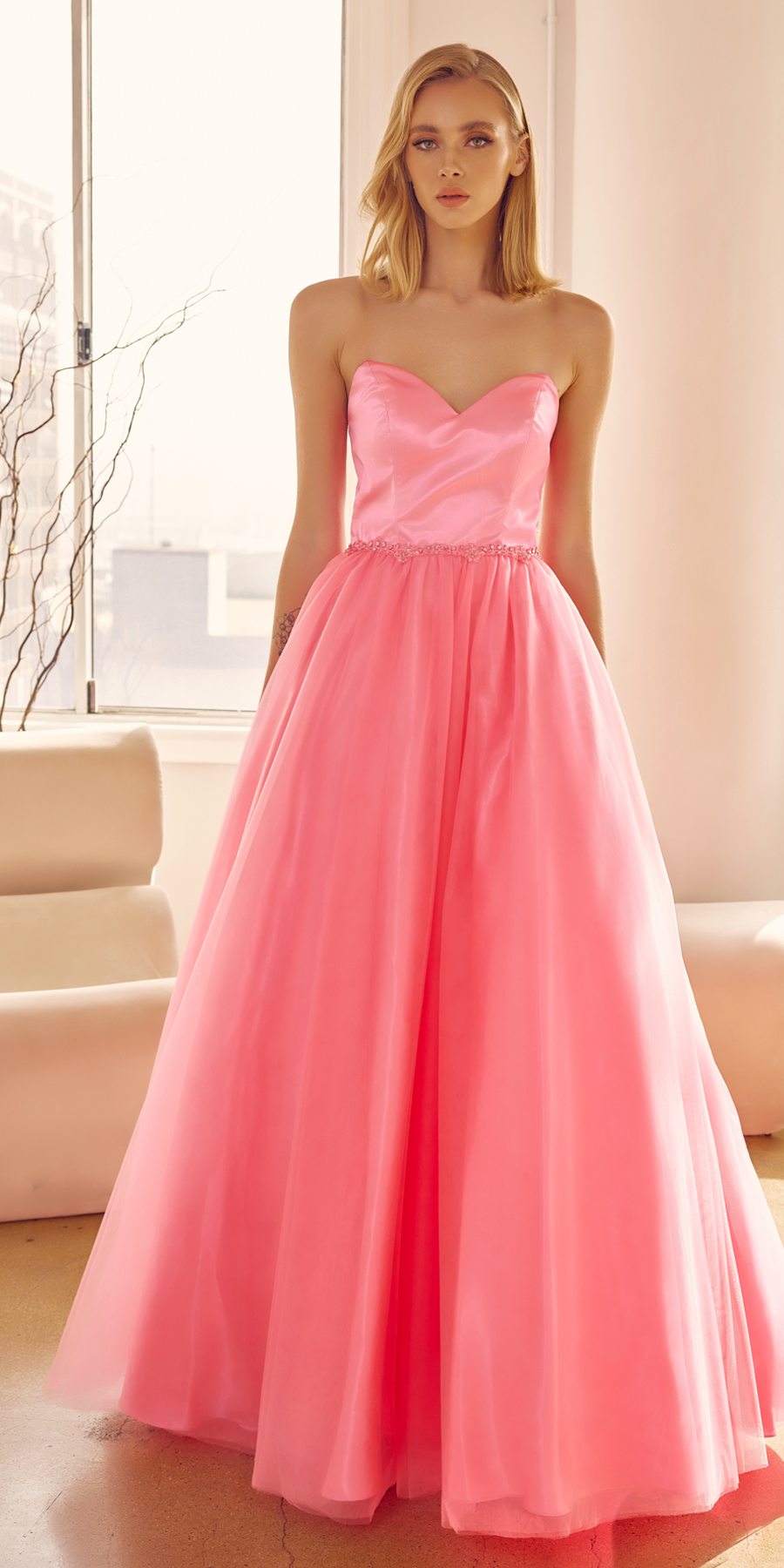 Juliet 265 Strapless A-Line Ball Gown Beaded Belt by DiscountDressShop