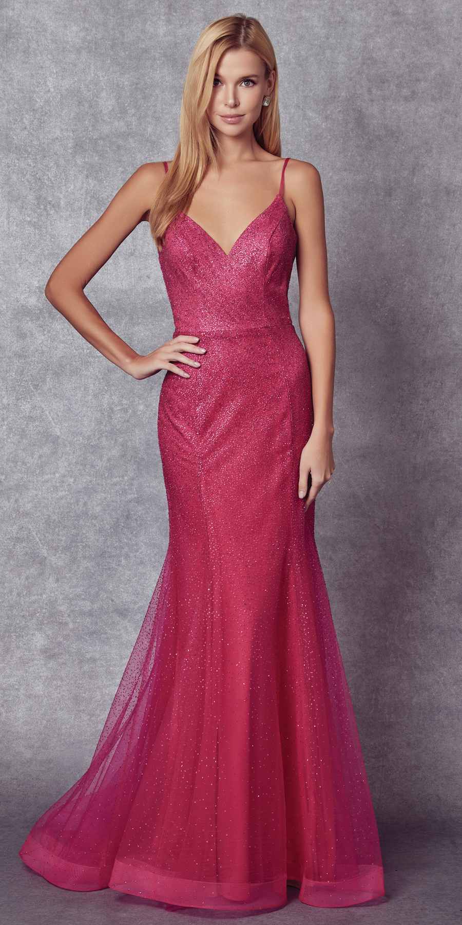 Juliet 271W Glitter Mesh Fitted Wedding Gown by DiscountDressShop