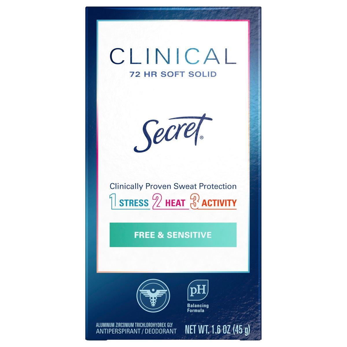 Secret Clinical Strength Soft Solid Antiperspirant And Deodorant - Free & Sensitive - 1.6oz by Pasteur Pharmacy
