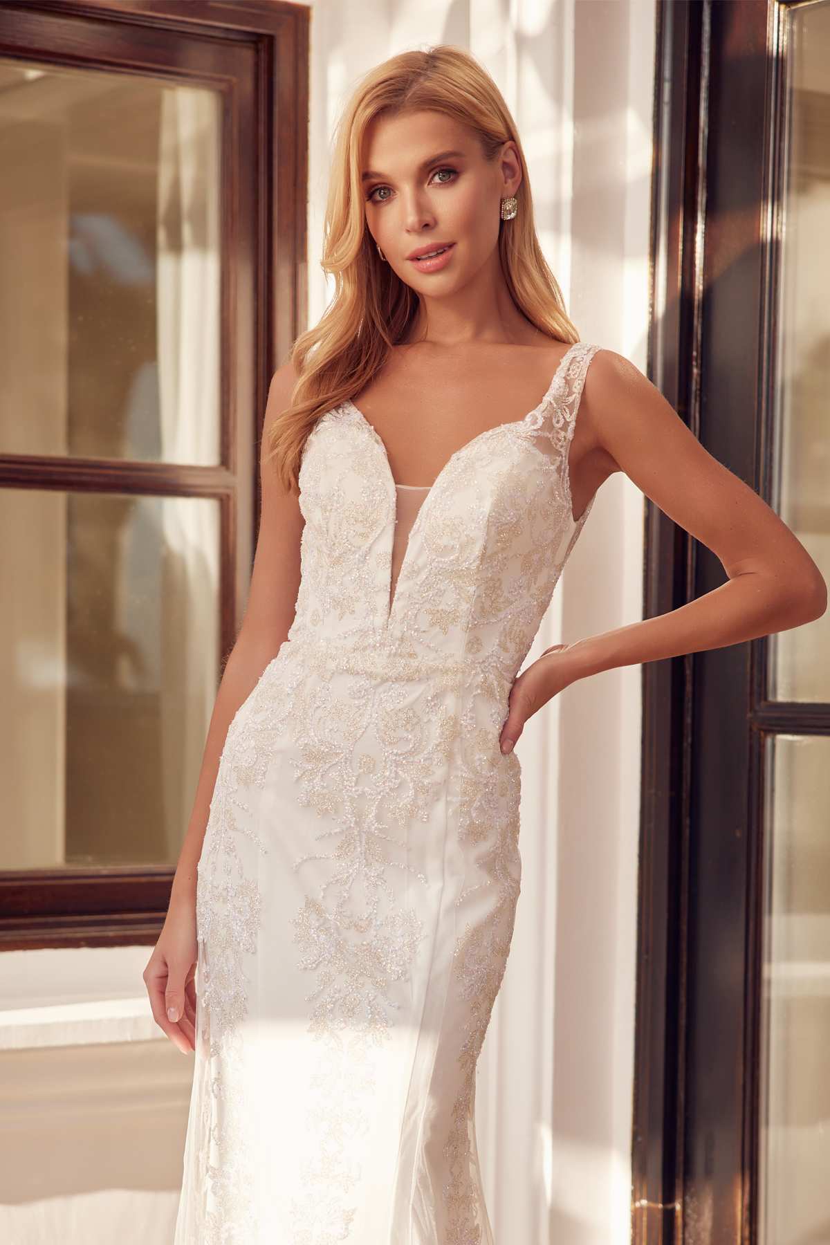 Juliet 277W Fancy Glitter Design Tulle Mermaid Wedding Dress by DiscountDressShop