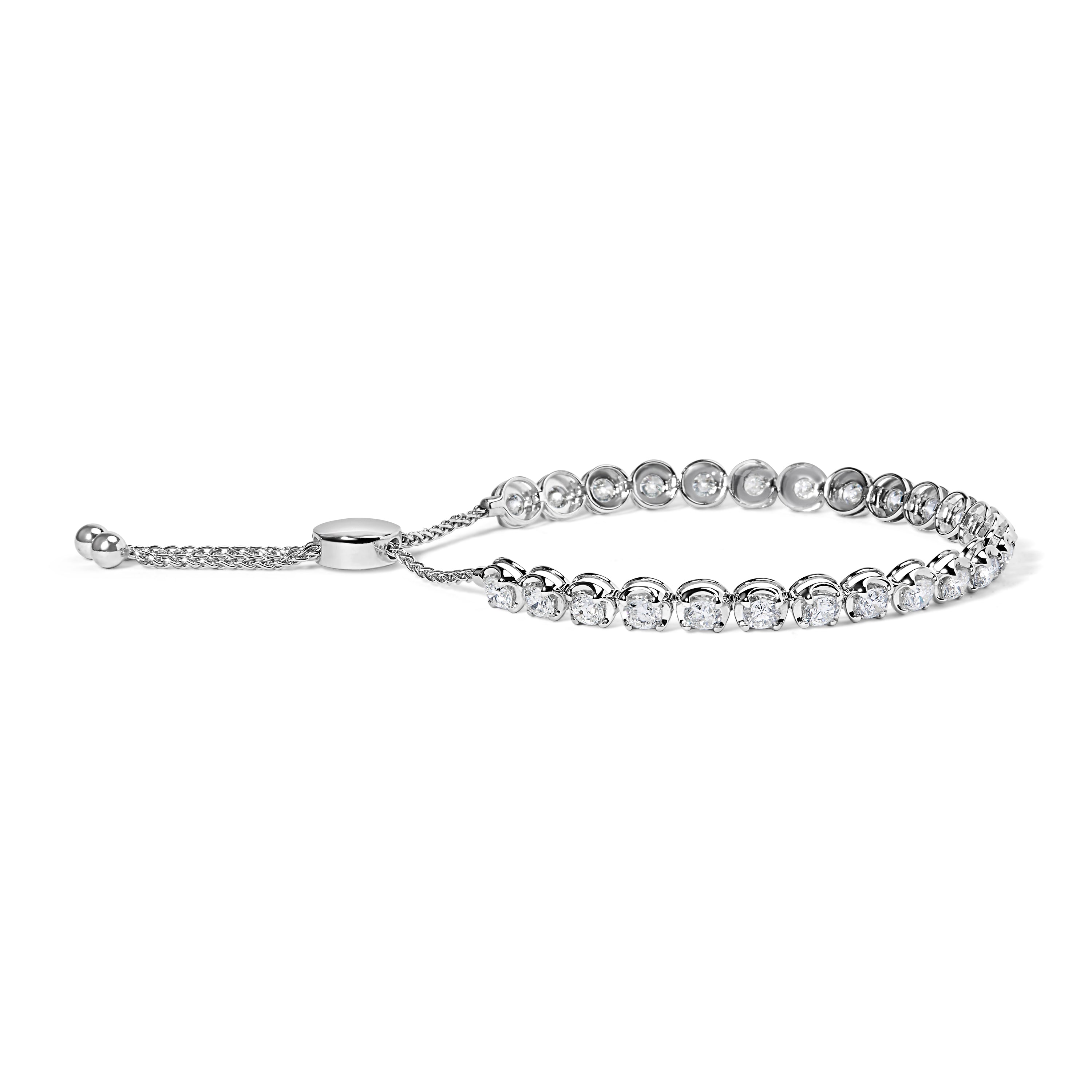 14K White Gold 6.00 Cttw Diamond 4â€-10†Adjustable Bolo Tennis Bracelet (I-J Color, I1-I2 Clarity)