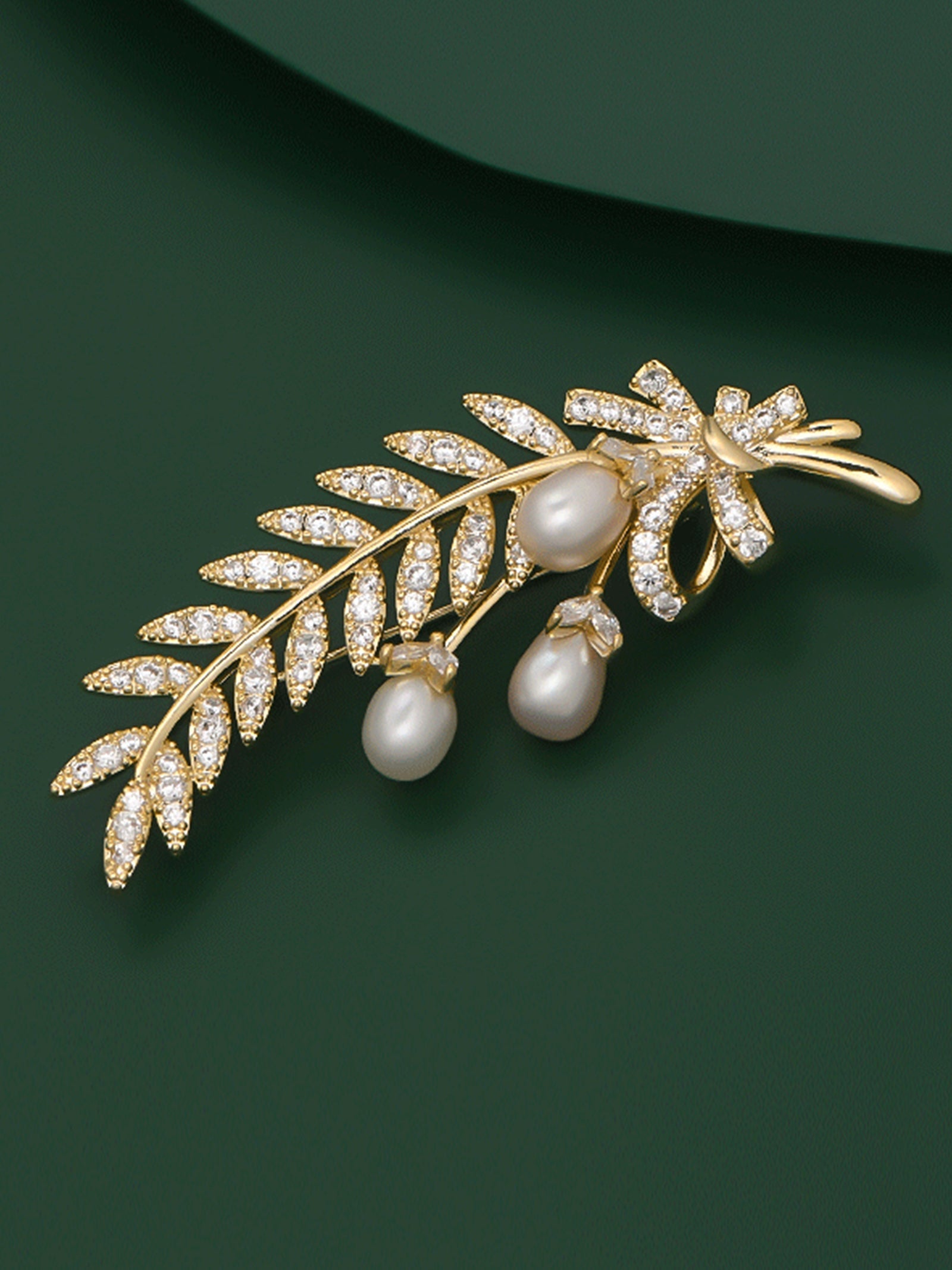 Freshwater Pearl & Alloy Wheat Ear Brooch by LINTICO