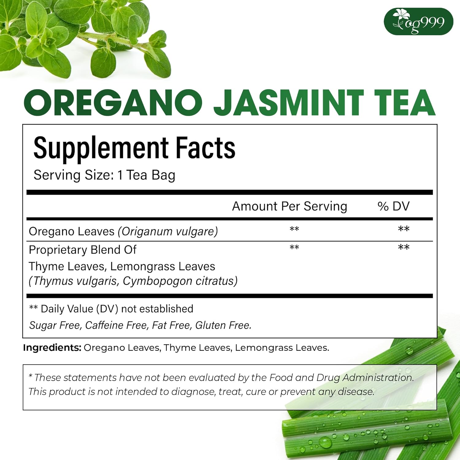 Premium Oregano Herbal Tea with Jasmine-Like Notes | Blend of Oregano, Thyme & Lemongrass by FreshDrinkUS - Natural and Premium Herbal Tea