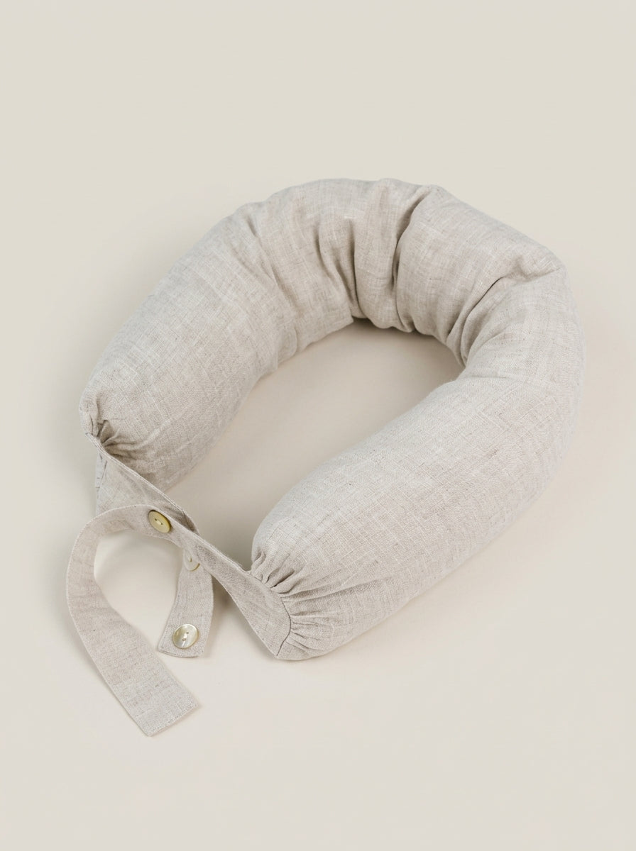 Linen Adjustable Neck Support Travel Pillow by LINTICO