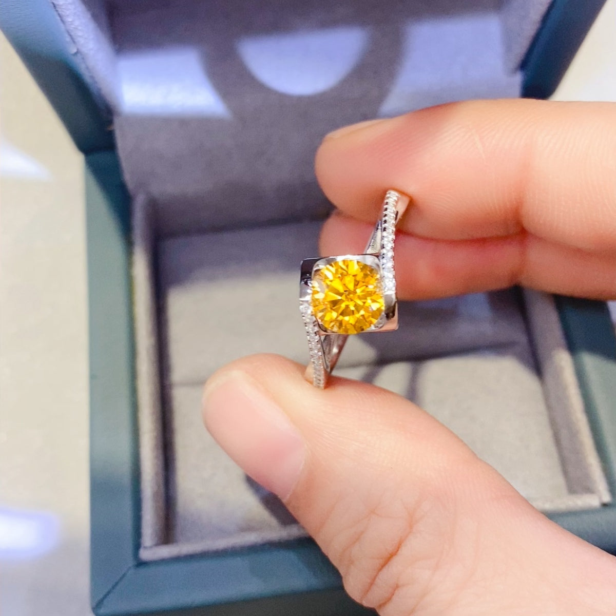 1 Carat Yellow Brilliant Round Cut Sparkala™ Pure Sterling Silver Ring by Sparkala