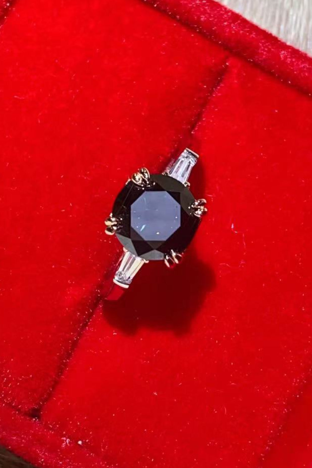 2 Carat Black Black Brilliant Round Cut Sparkala™ Platinum-Plated Ring by Sparkala