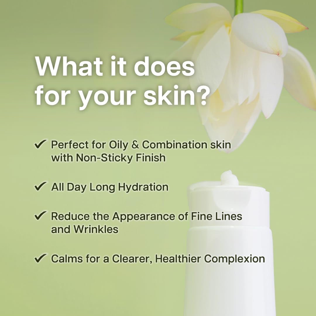 Calming Lotus Water Cream - Lightweight Moisturizer Face Cream for Oily, Combination Skin | 75% Lotus Water Extract for Skin Purifying, Anti-Aging | Vegan Korean Skincare (2.1 Fl.Oz, 60Ml) by Korean Skin Care