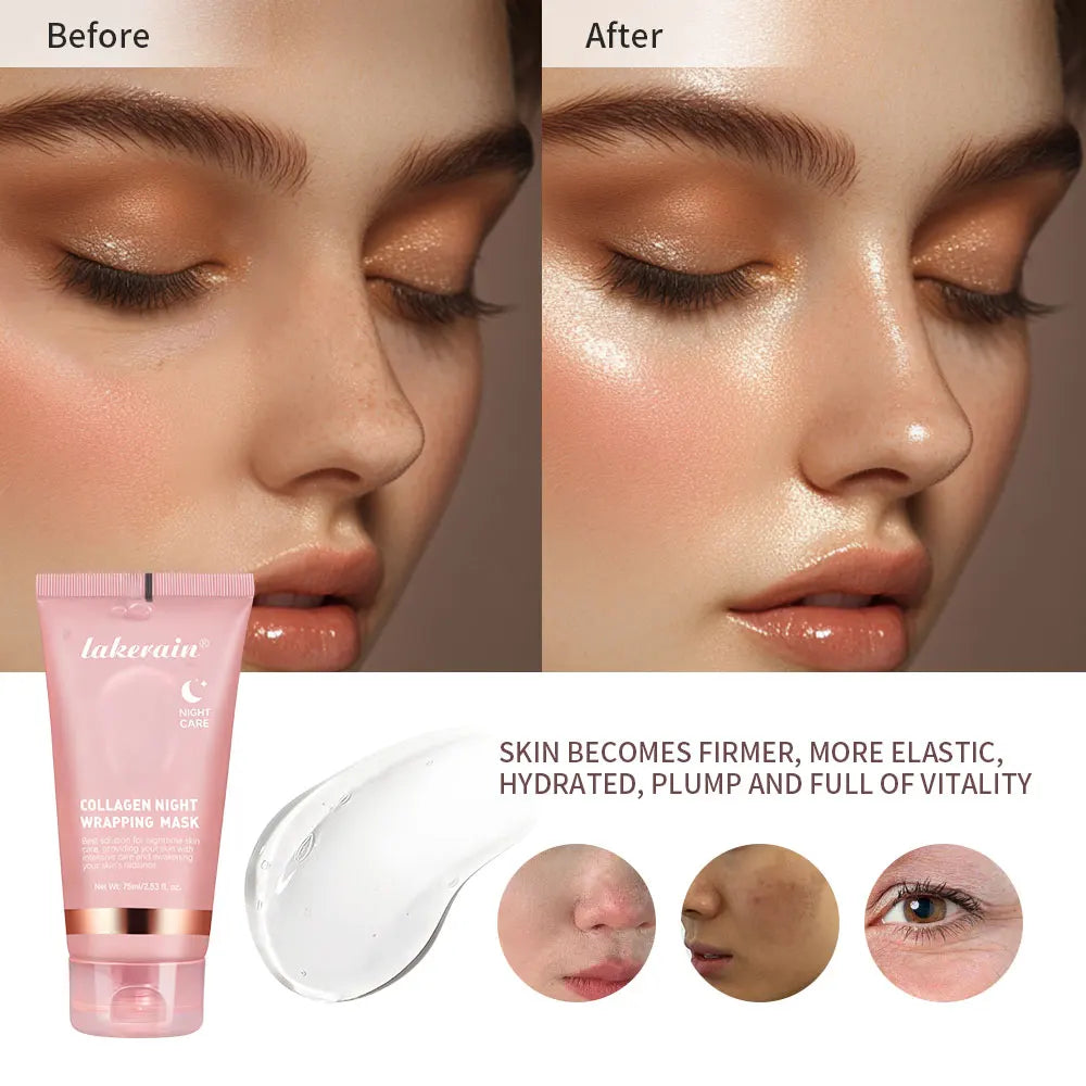 Collagen Overnight Wrapping Peel off Facial Mask Korean Collagen Night Wrapping Mask Deeply Hydrates Night Care Mask Cream 75Ml by Korean Skin Care