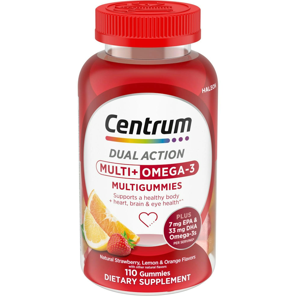 Centrum Multigummies, Multi + Omega 3, Gummies, Natural Strawberry, Lemon & Orange Flavors 100 ct by Pasteur Pharmacy