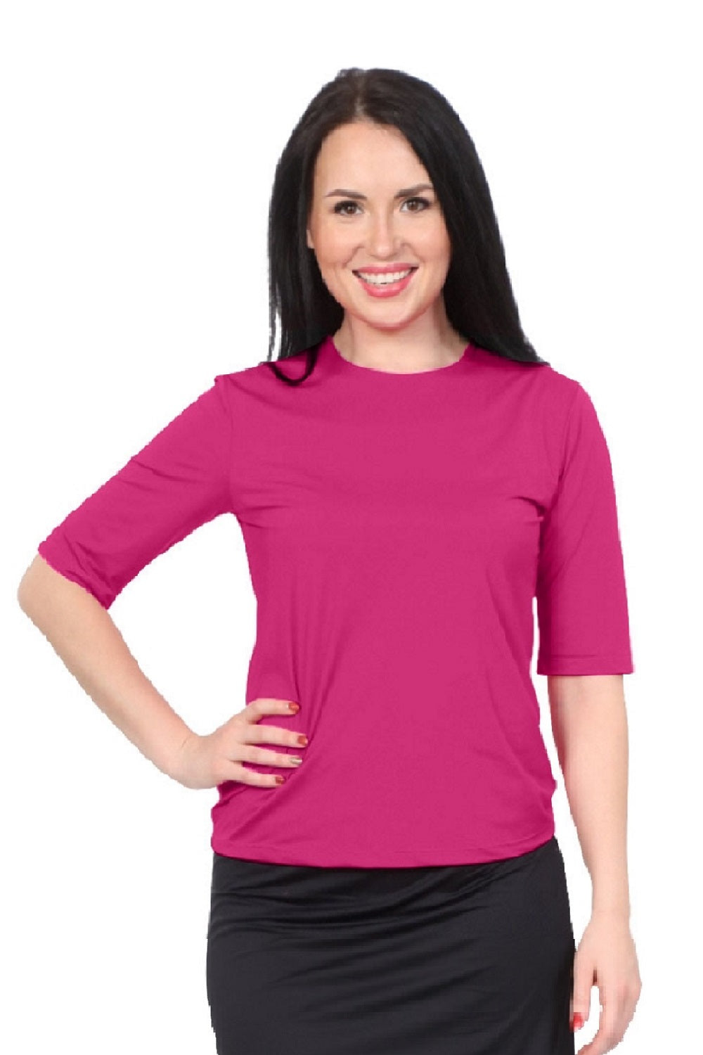 Modest Elbow Sleeve Swim & Running/Exercise Shirt - UV 50 Protection by Kosher Casual USA