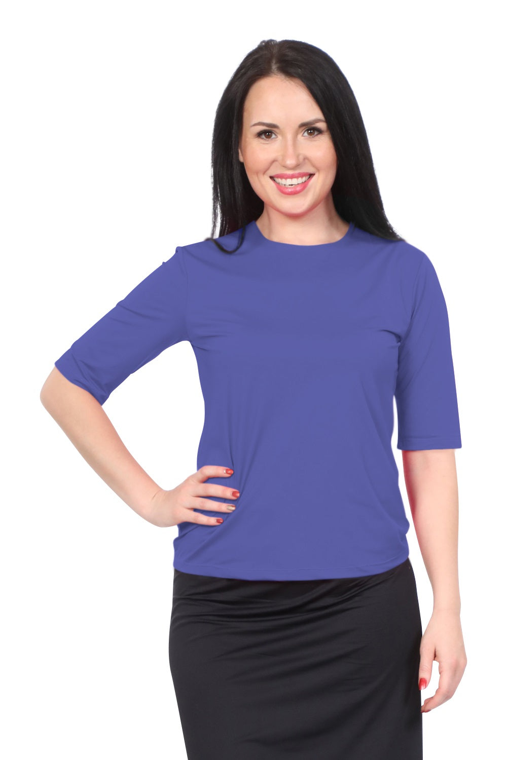 Modest Elbow Sleeve Swim & Running/Exercise Shirt - UV 50 Protection by Kosher Casual USA