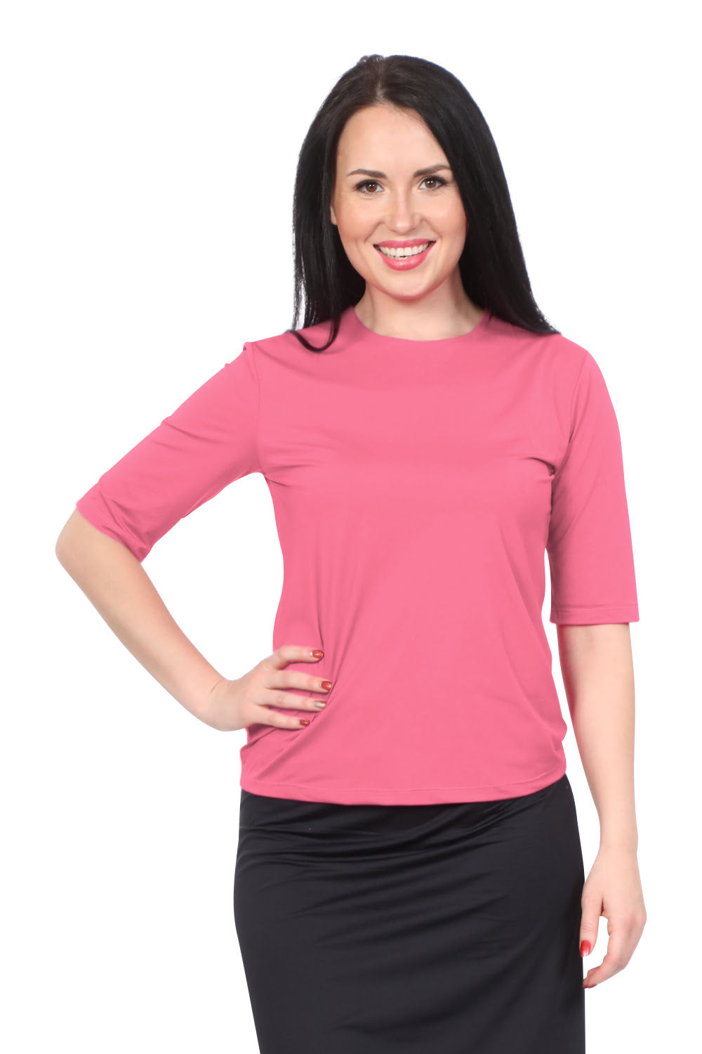 Modest Elbow Sleeve Swim & Running/Exercise Shirt - UV 50 Protection by Kosher Casual USA