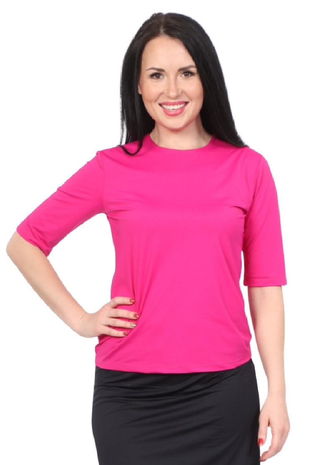 Modest Elbow Sleeve Swim & Running/Exercise Shirt - UV 50 Protection by Kosher Casual USA