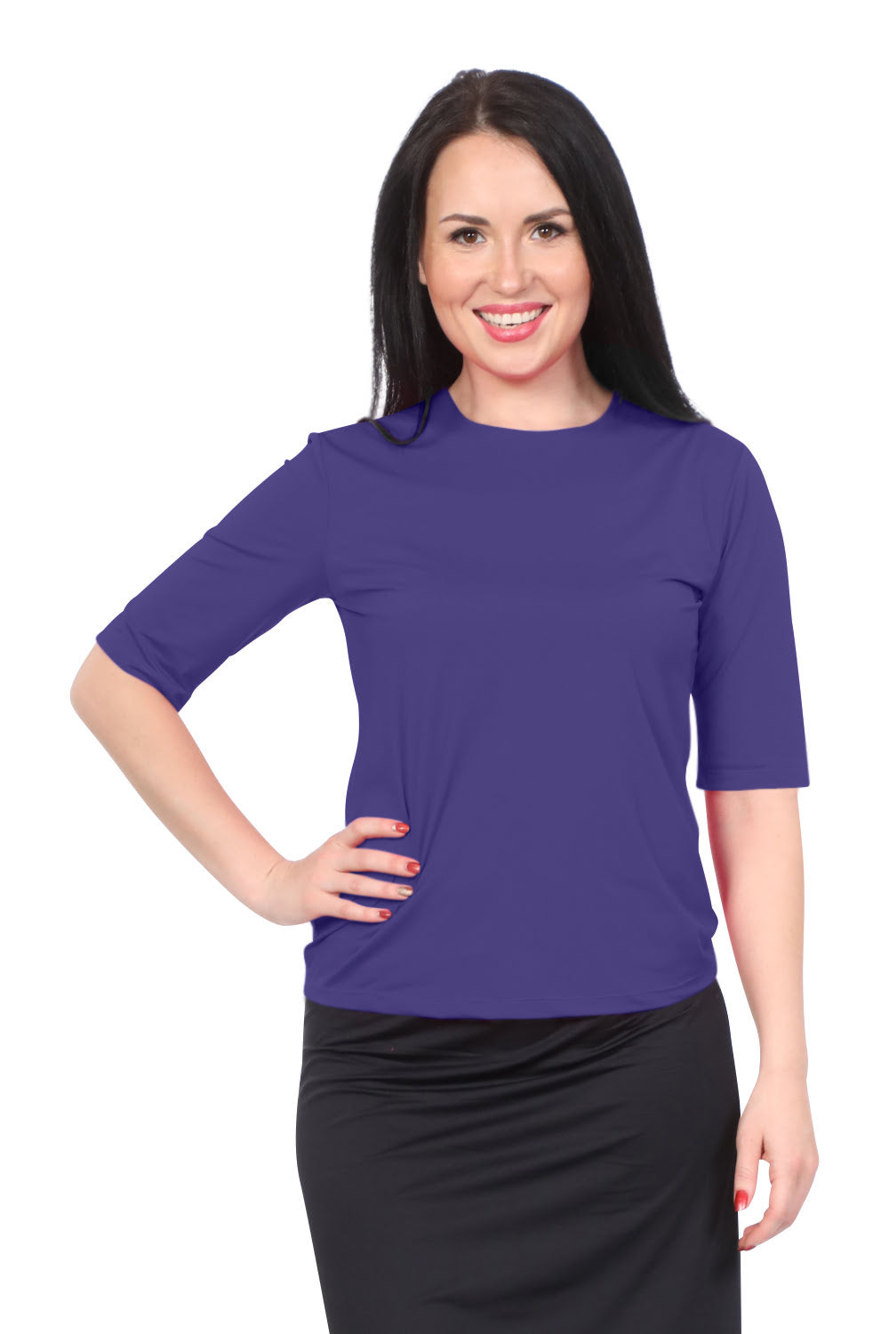 Modest Elbow Sleeve Swim & Running/Exercise Shirt - UV 50 Protection by Kosher Casual USA