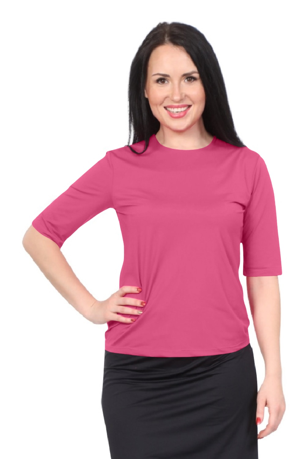 Modest Elbow Sleeve Swim & Running/Exercise Shirt - UV 50 Protection by Kosher Casual USA