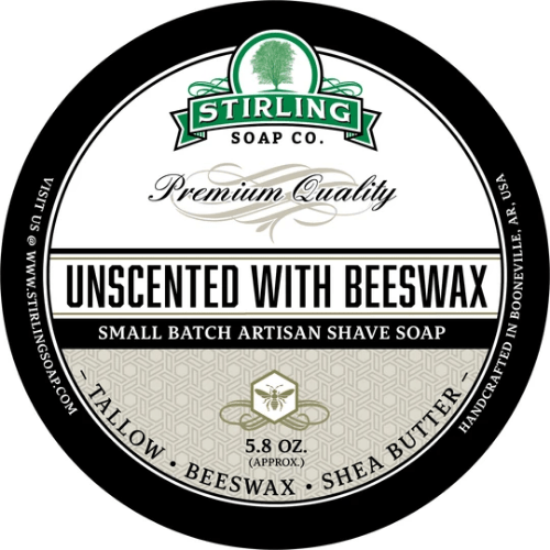 Stirling Soap Co. Unscented w/ Beeswax Shave Soap Jar 5.8 oz by Pasteur Pharmacy