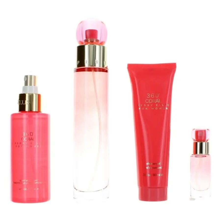 360 Coral By Perry Ellis For Women 4Pcs Set EDP Spray by perfumesandrea