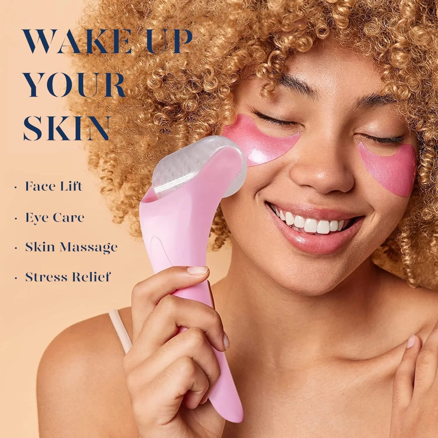 Ice Roller for Face & Gua Sha, Ice Face Roller Massager Cryotherapy Reduces Puffiness, Pink by Korean Skin Care