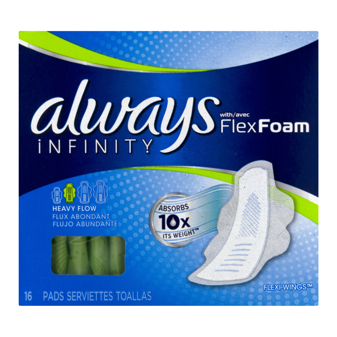 Always Infinity FlexFoam Size 2 Heavy Flow Wings (16 Pads) by Farmacias Savia