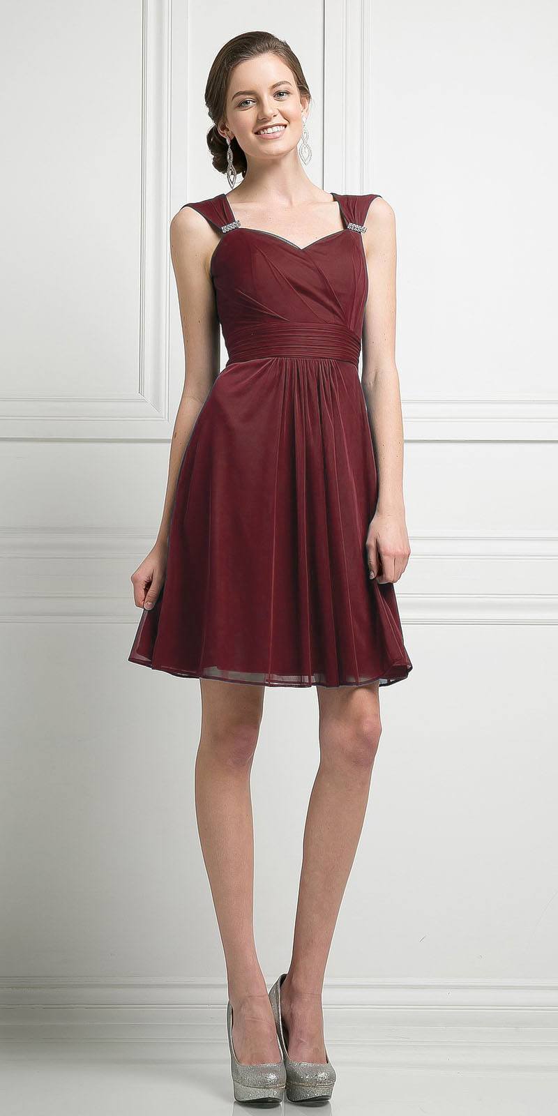 CLEARANCE - Cinderella Divine 3832 Chiffon Sweetheart Neckline Short Dress (Size S) by DiscountDressShop