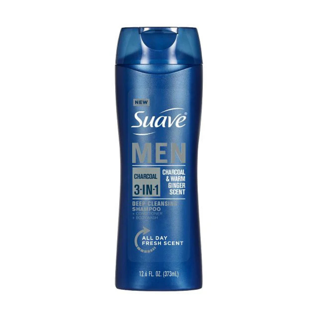 Suave Men 3-in-1 Shampoo Conditioner Body Wash Charcoal (12.6 fl oz) by Farmacias Savia