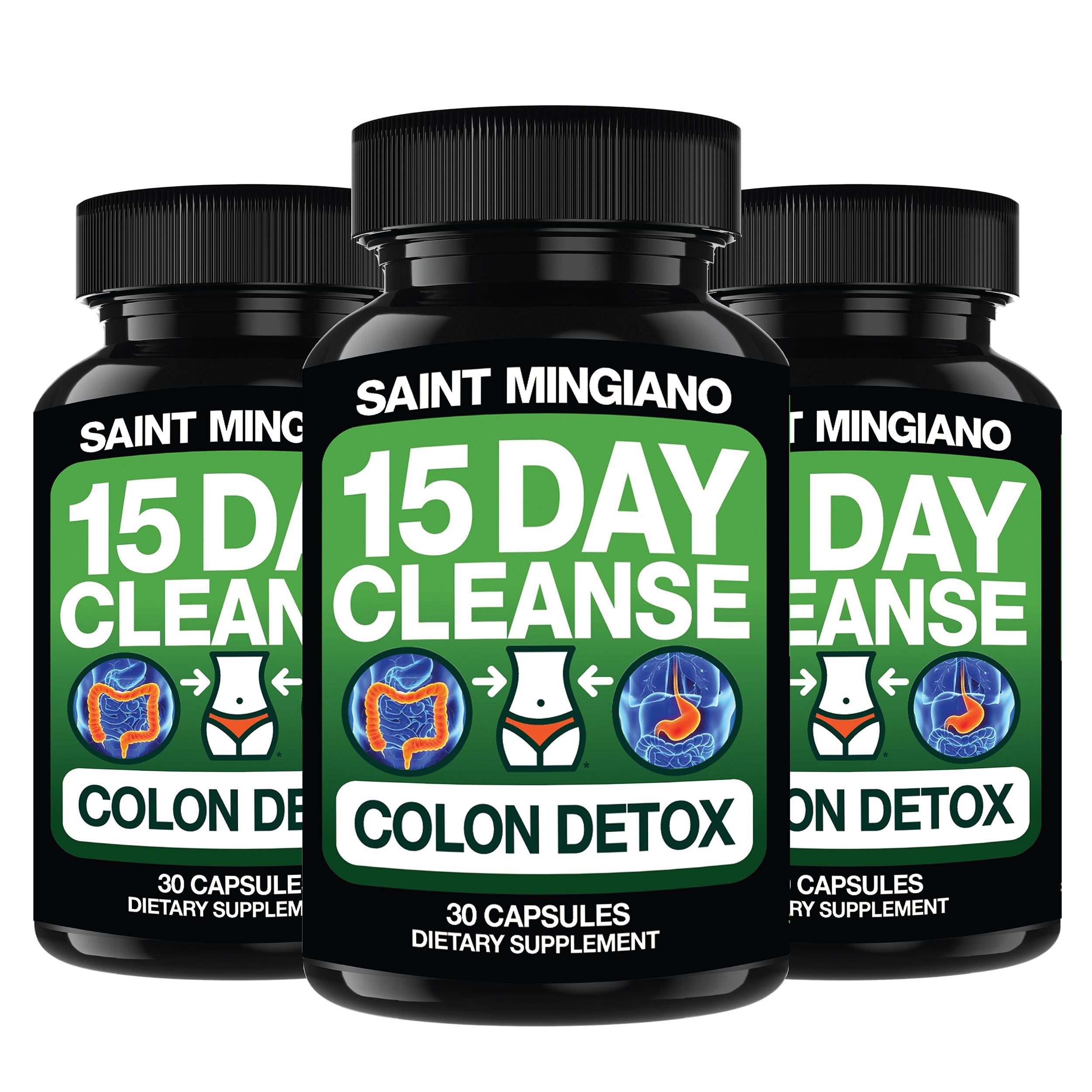 3 x Bundle - 15 Day Cleanse | Colon Cleanse & Detox by Saint Mingiano - Supplements & Wellness Dedicated to Holistic Health