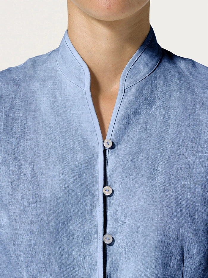 100% Linen Hand Button Fitted Jacket AMELIA by LINTICO
