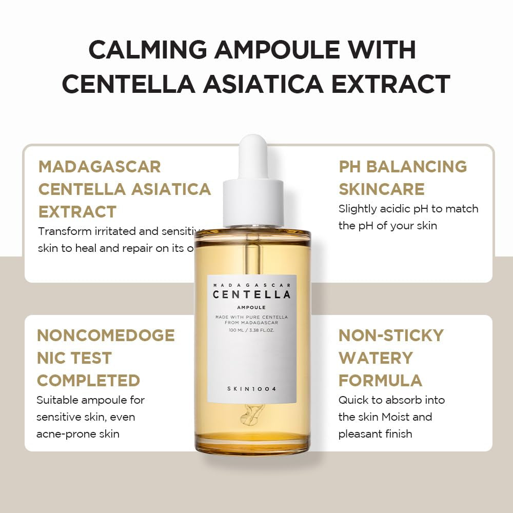 Madagascar Centella Asiatica Ampoule Facial Serum 1.85 Fl.Oz, 55Ml, Soothes Acne Prone and Sensitive Skin by Korean Skin Care