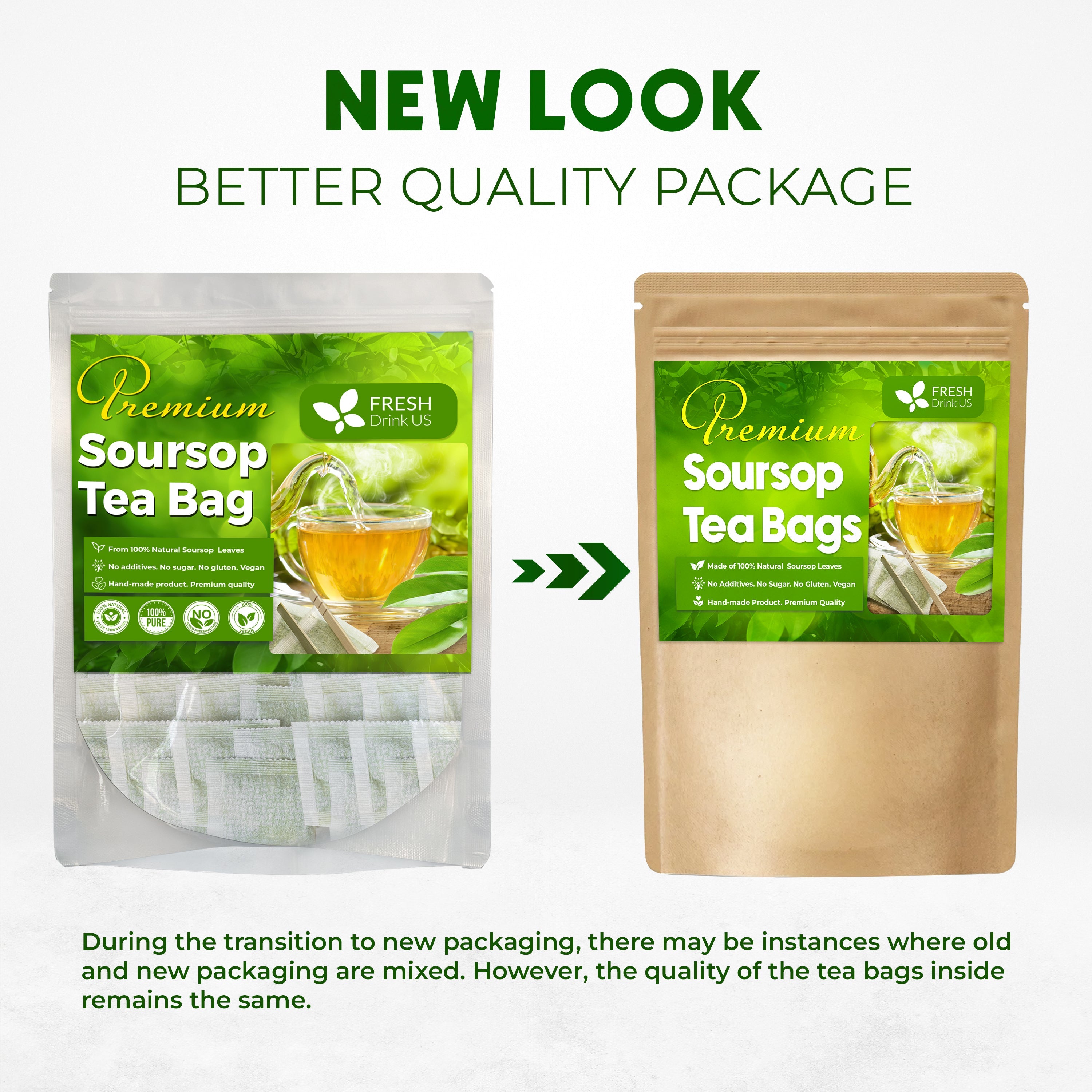 Premium Soursop Leaves Tea bags, Dried Soursop Leaves, Soursop Leaf Powder, Guanabana Leaves Tea, Hoja Guanabana Tea by FreshDrinkUS - Natural and Premium Herbal Tea