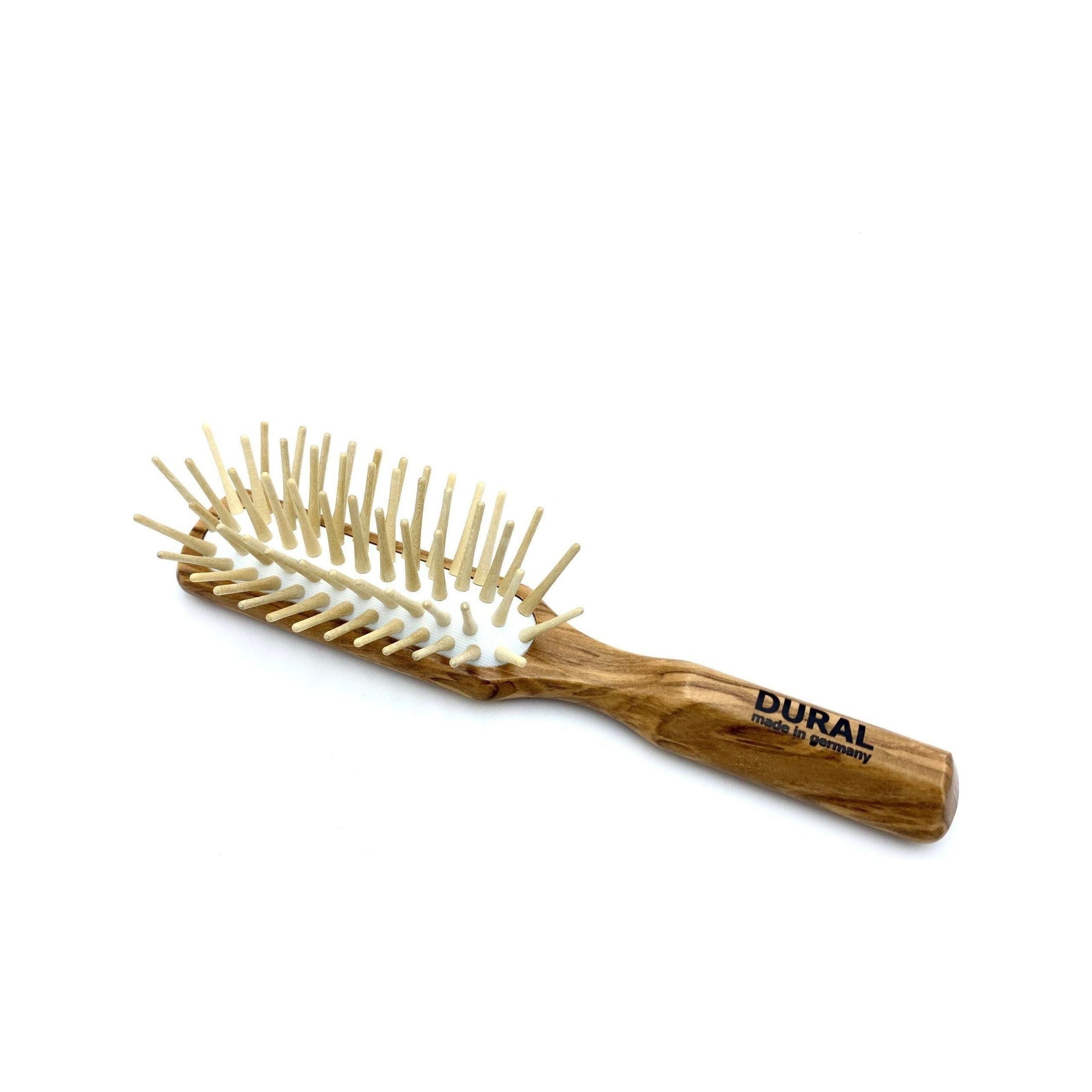 Dural Hair Brush For Styling & Care Rubber Cushion With Long Wooden Pins Olive Wood by Pasteur Pharmacy