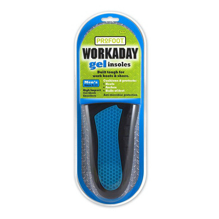 Workaday Gel Insoles for Men – All-Day Comfort & Shock Absorption, 1 Pair by Pasteur Pharmacy