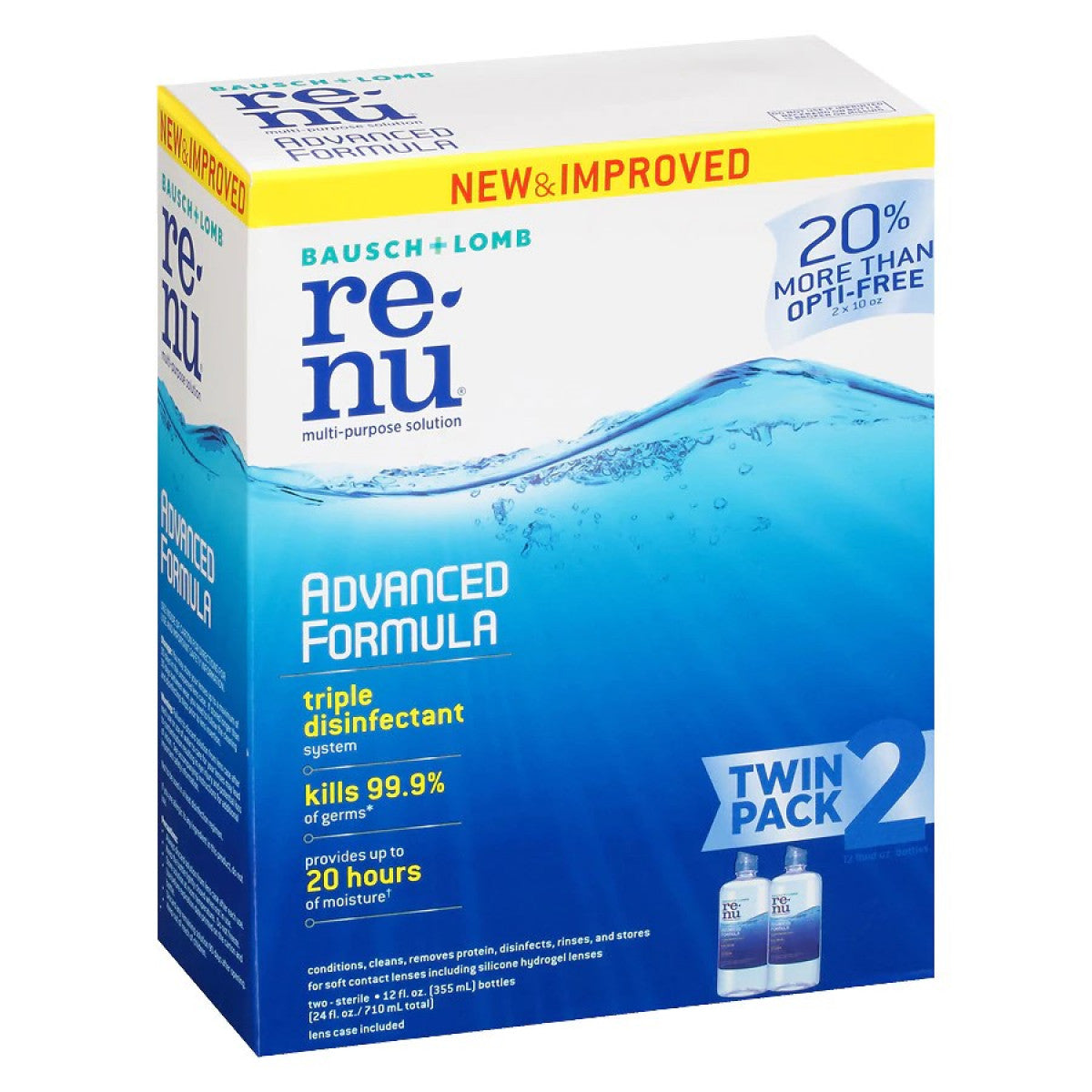 Bausch & Lomb Re Nu Multi Purpose Solution, Advanced Formula, Twin Pack by Pasteur Pharmacy