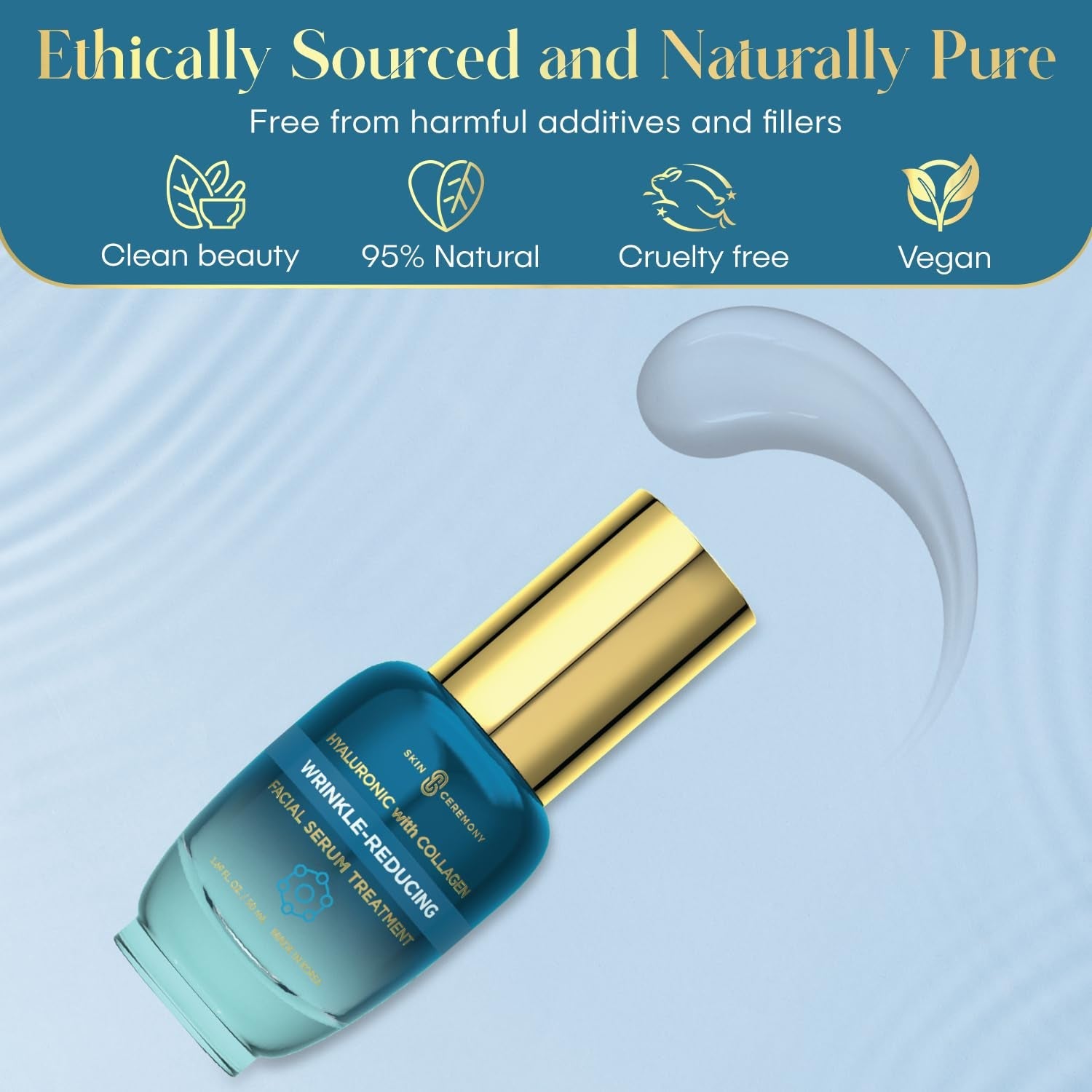 Hyaluronic Acid & Collagen Wrinkle Reducing Serum - Deep Hydration, Plumps & Smooths Skin - Dermatologist Tested, Clean Beauty, Korean Skin Care - 1.69 FL.OZ. by Korean Skin Care