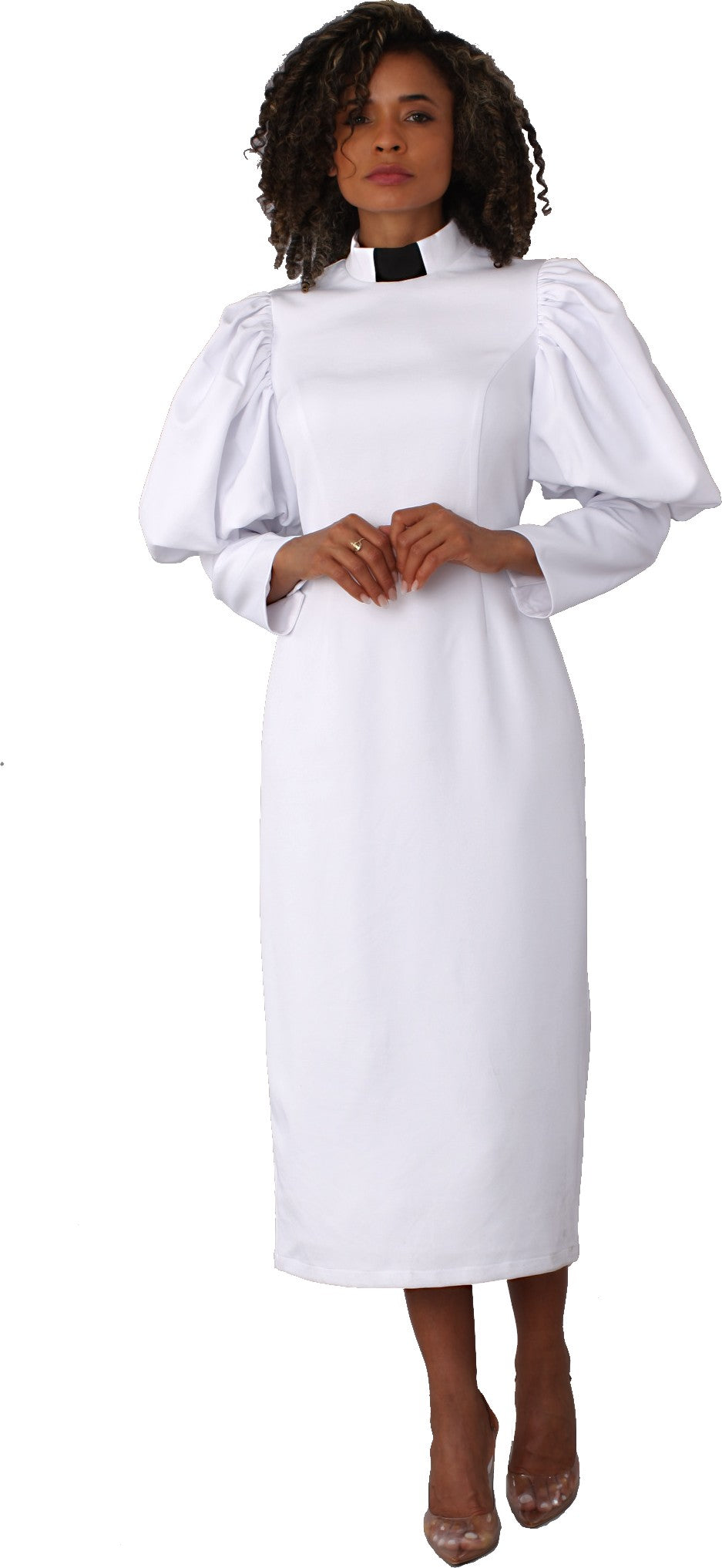 Clergy Dress with Puff Sleeves and Classic Collar- 4813 by Tally Taylor