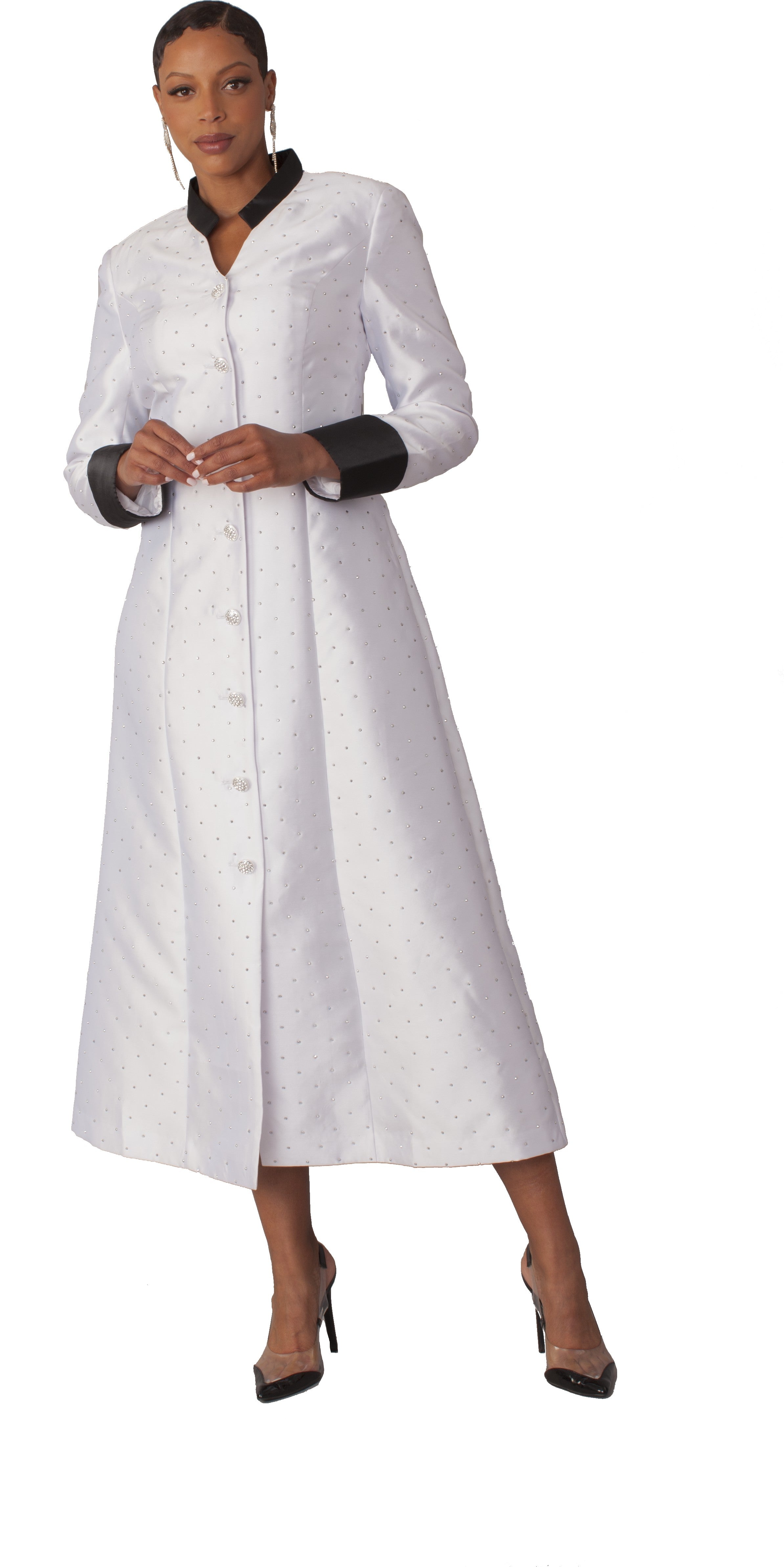 Plus Size Rhinestone Button Preaching Robe with Studded Detailing- 4816W by Tally Taylor