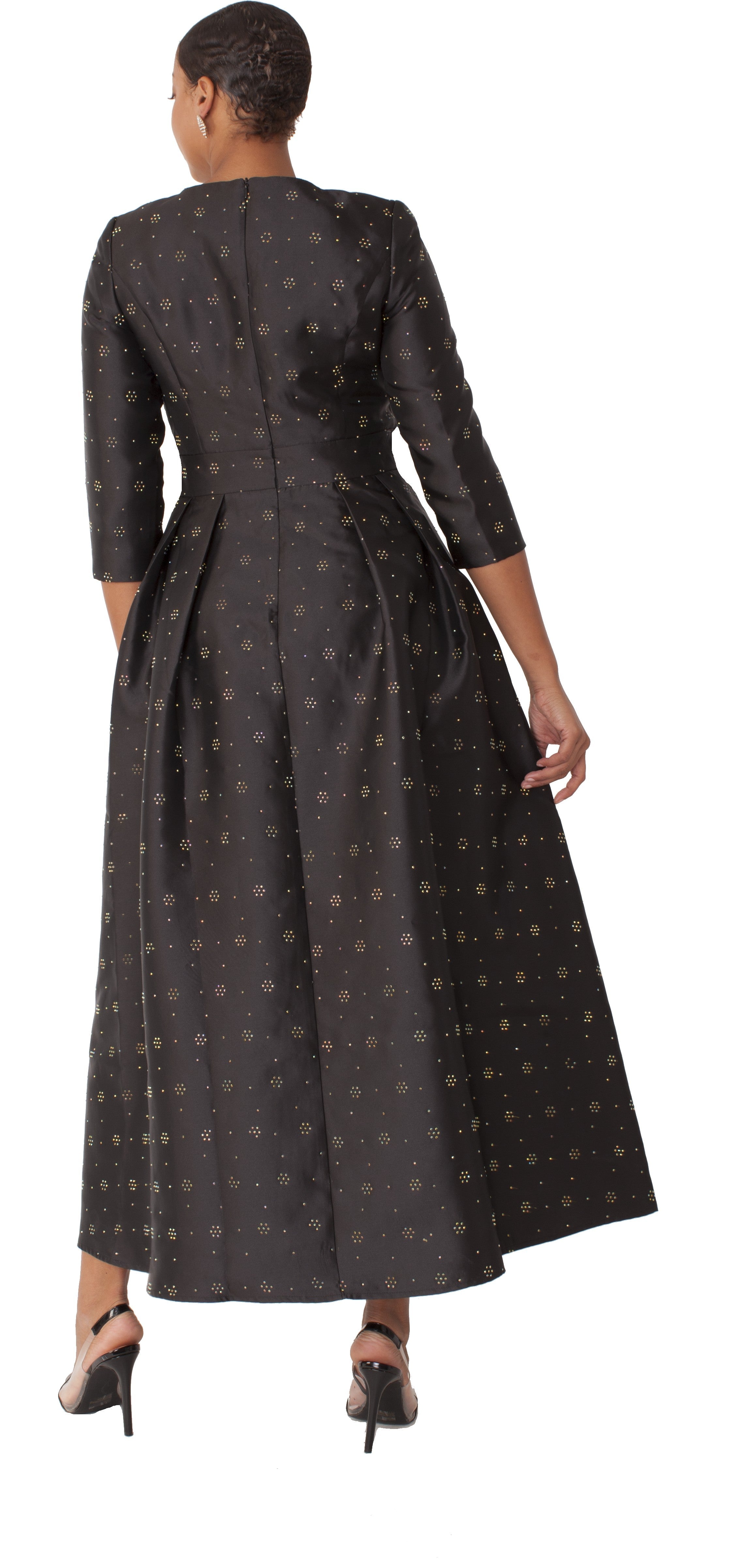Plus Size 3/4 Sleeve Rhinestone Embellished Church Dress- 4826W by Tally Taylor