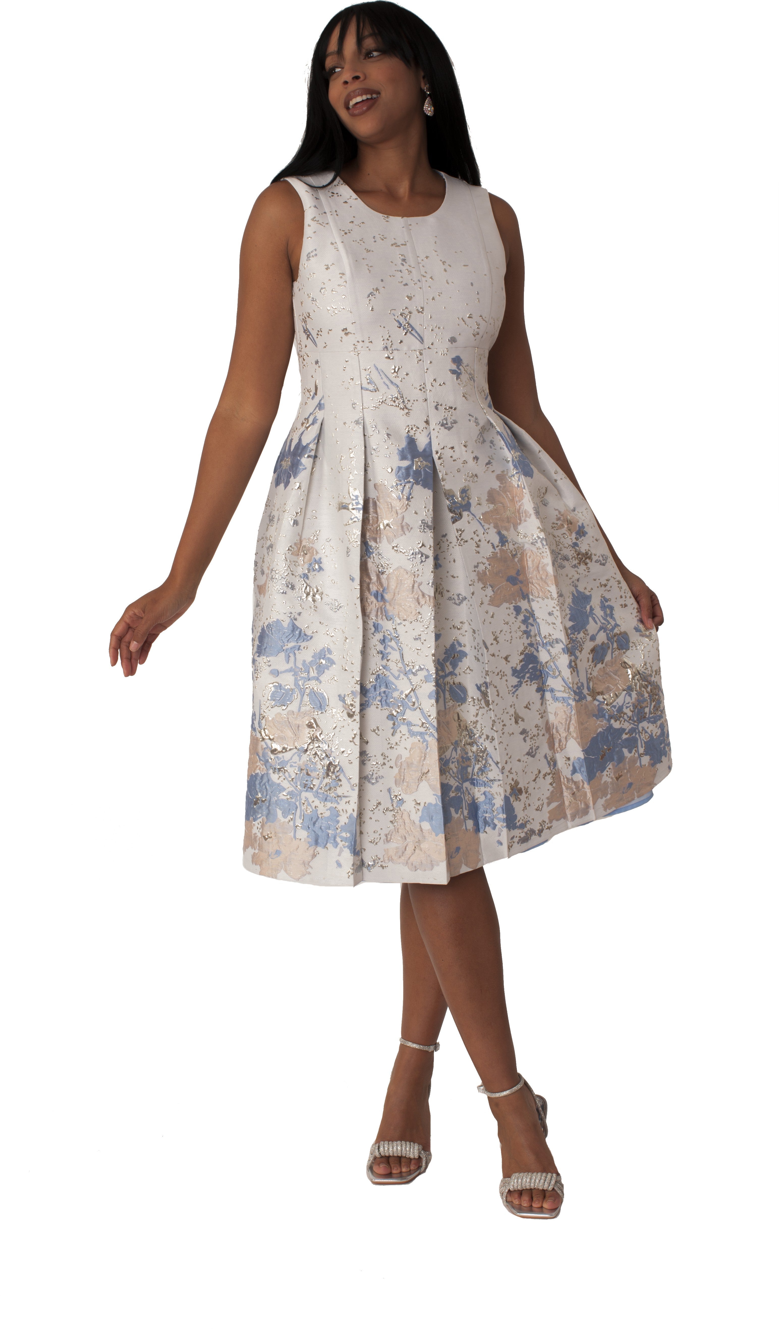 Plus Size Brocade Dress Set with Jacket & Brooch - 4830W by Tally Taylor