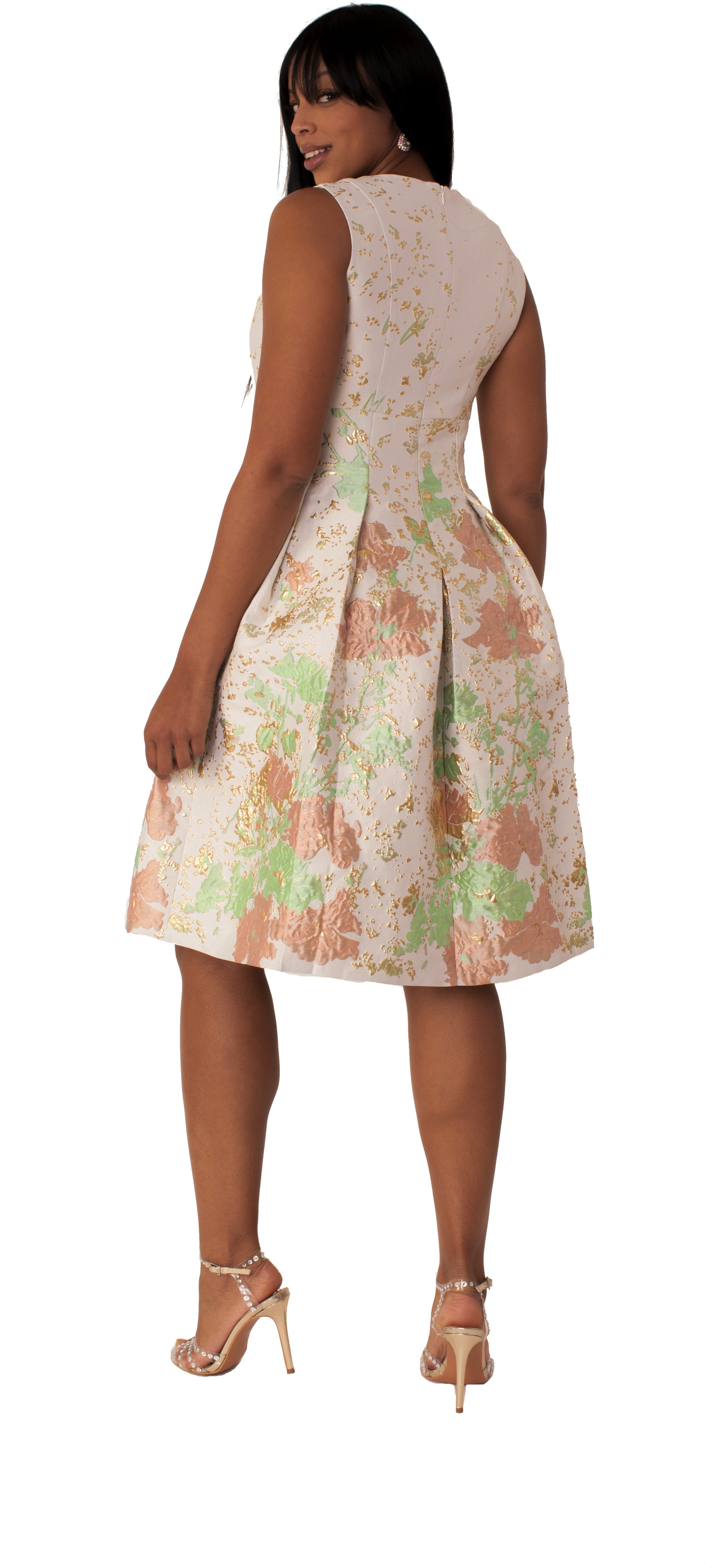 Plus Size Brocade Dress Set with Jacket & Brooch - 4830W by Tally Taylor