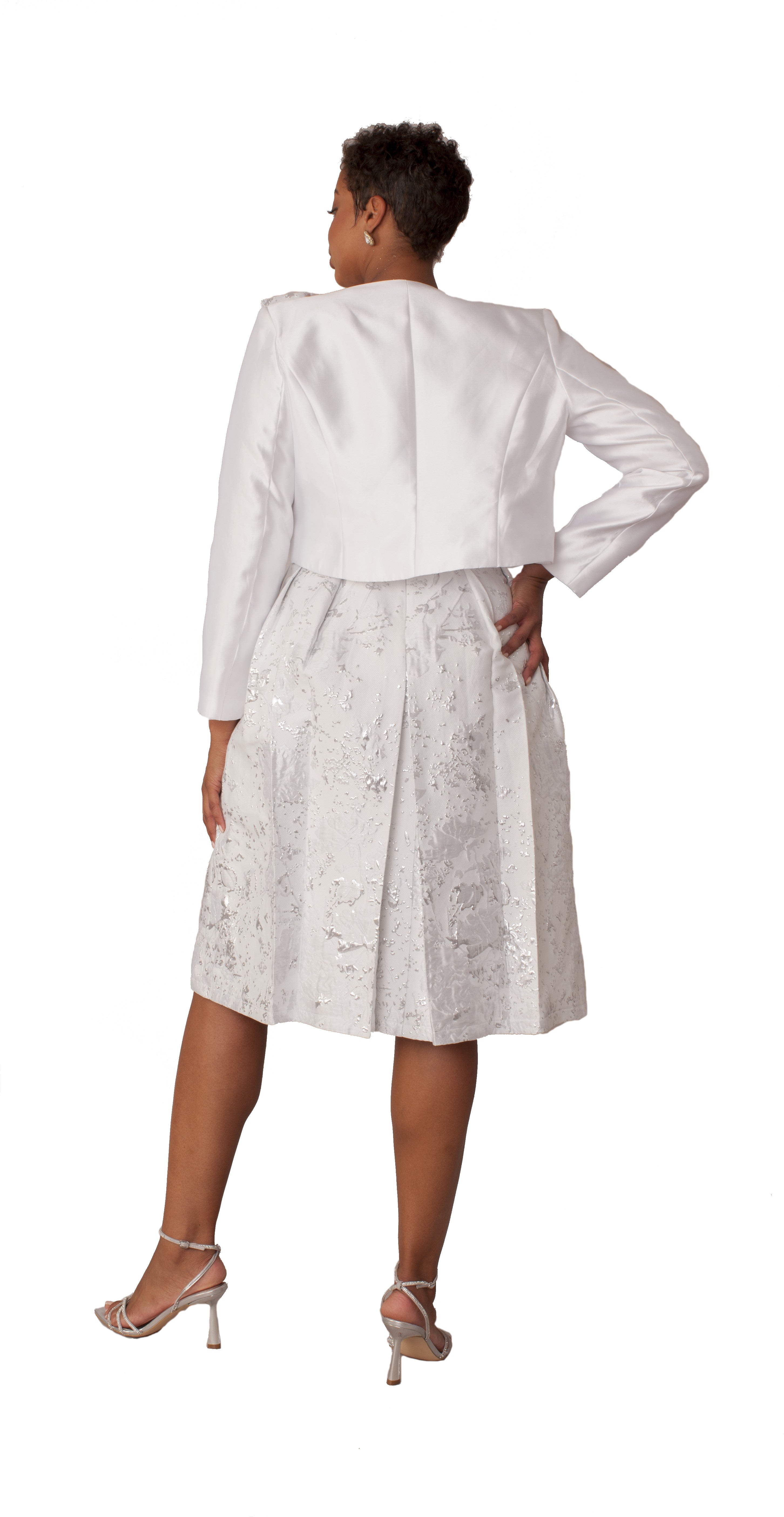 Plus Size Brocade Dress Set with Jacket & Brooch - 4830W by Tally Taylor