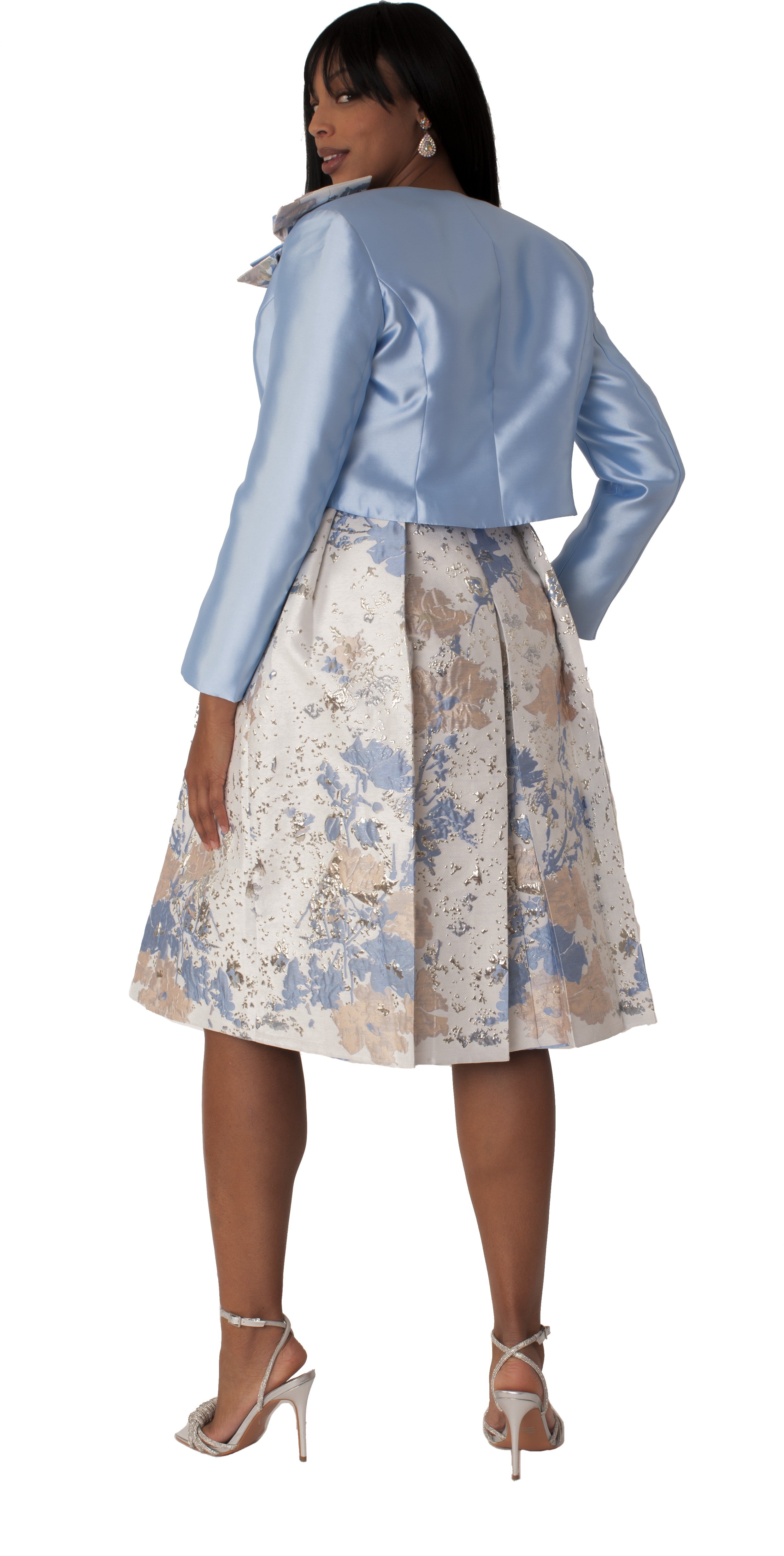 Brocade Dress Set with Jacket & Brooch - 4830 by Tally Taylor