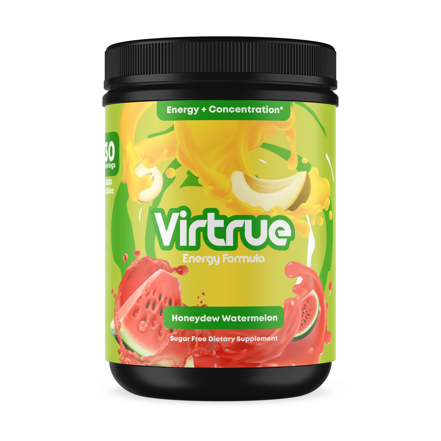 Watermelon Pre-Workout Energy Powder + Focus Boost & Hydration | Sugar Free by Virtrue